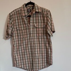 Timberland Green and orange Plaid Button Down Shirt short sleeve men’s small